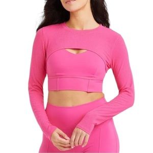 JoyLab women’s shrug size M pink ribbed long sleeve